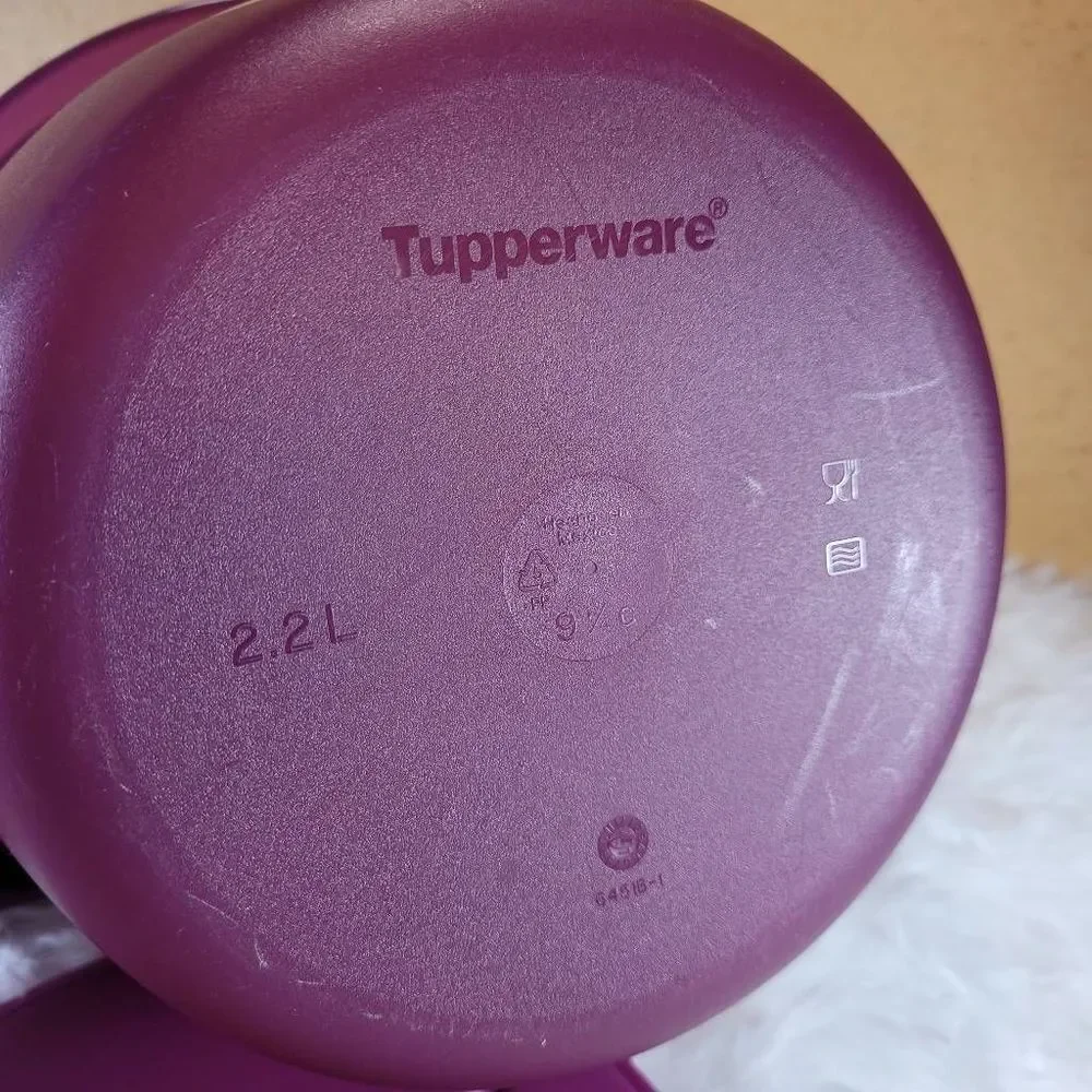 Tupperware Microwave Steamer/Rice Cooker 3 Piece Set #6451B Purple 2.2L